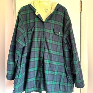 Women plus LL bean Scotch Plaid Sherpa lined fleece hoodie. Size 3X.